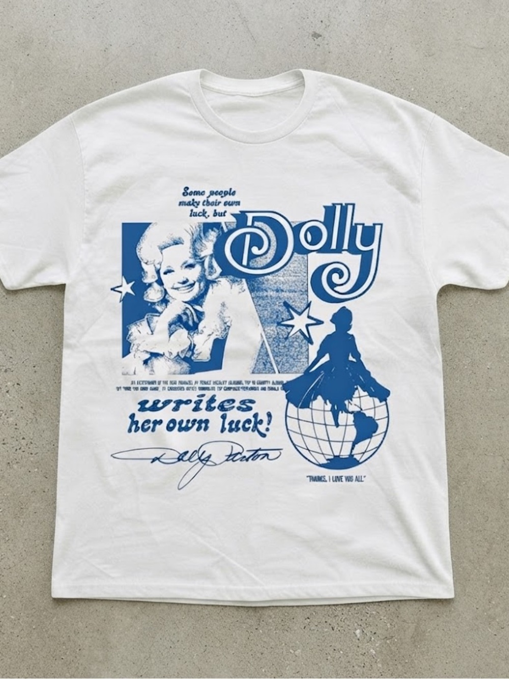 Dolly Music Legend Blue Graphic White Gildan T-Shirt
